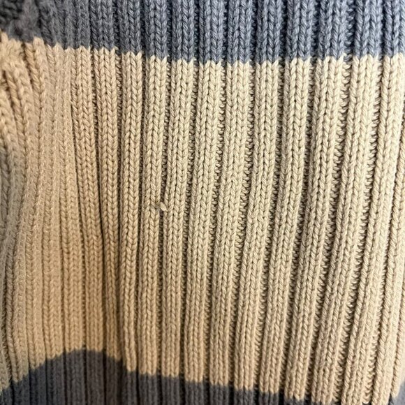 Structure Women's L Ribbed Knit Crop Sweater Multi Blue Chunky‎ Stripe Nautical - Picture 3 of 5